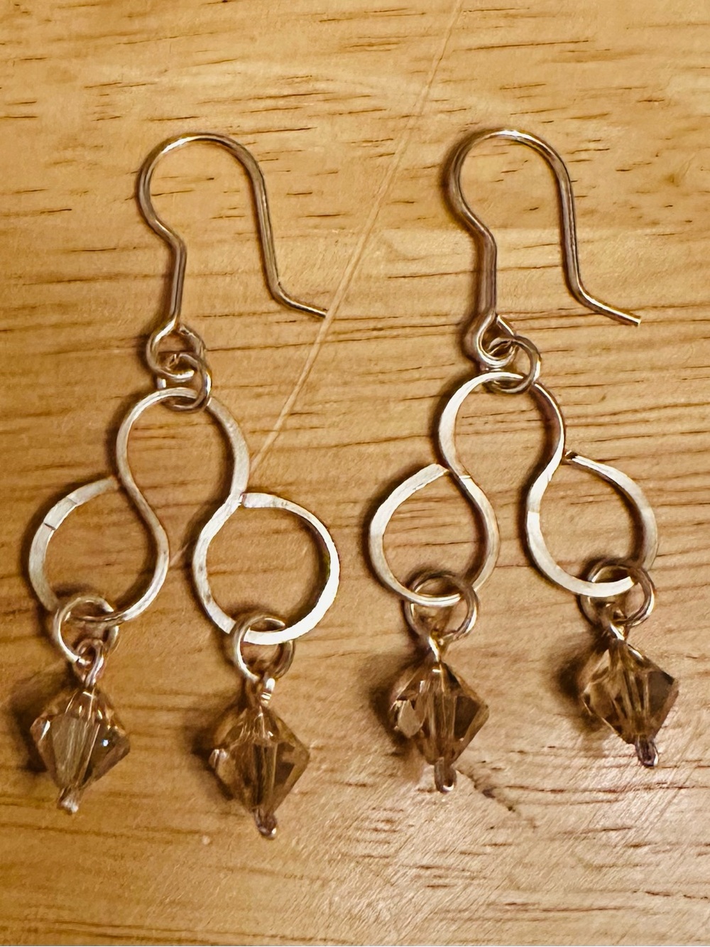 Golden Loop Earrings with Champagne Crystal Drops